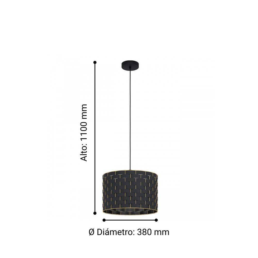 Lámpara Colgante Marasales Acero Negro DM380 1X40W, E27, IP20 Cod.99524-2