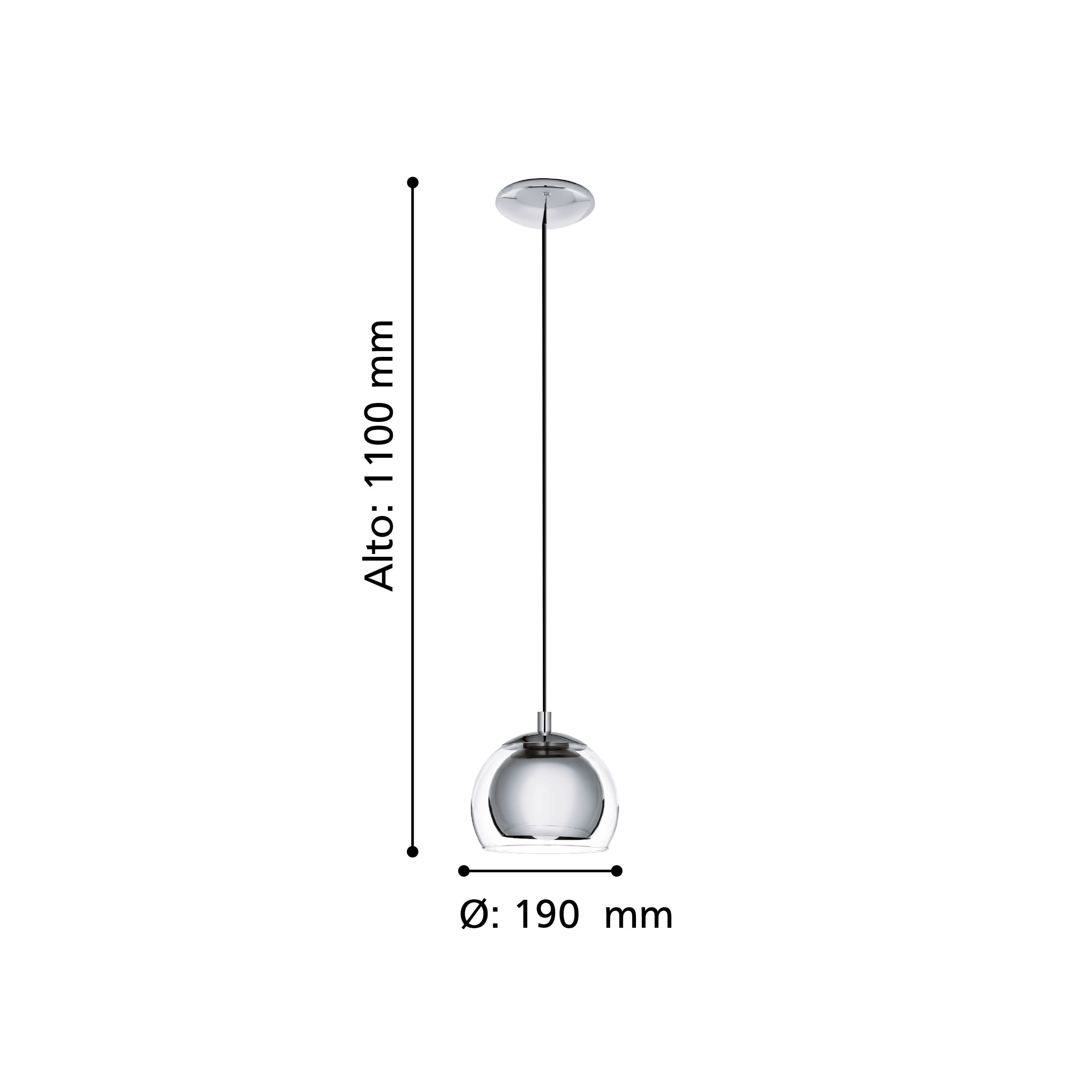 Lámpara Colgante Rocamar Plata E27 1X40W Cod. 94592-2