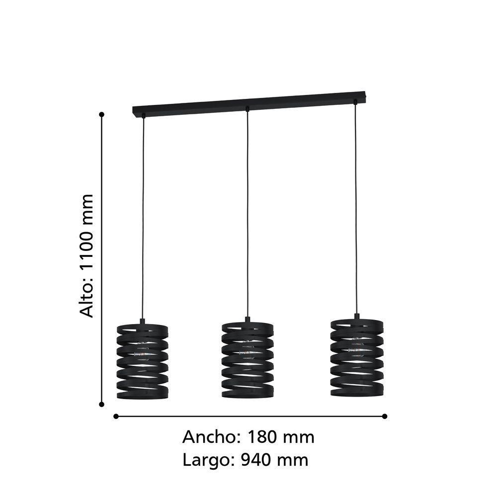 Lámpara Colgante Cremella Acero Negro E27 3X40W Cod. 99347-2