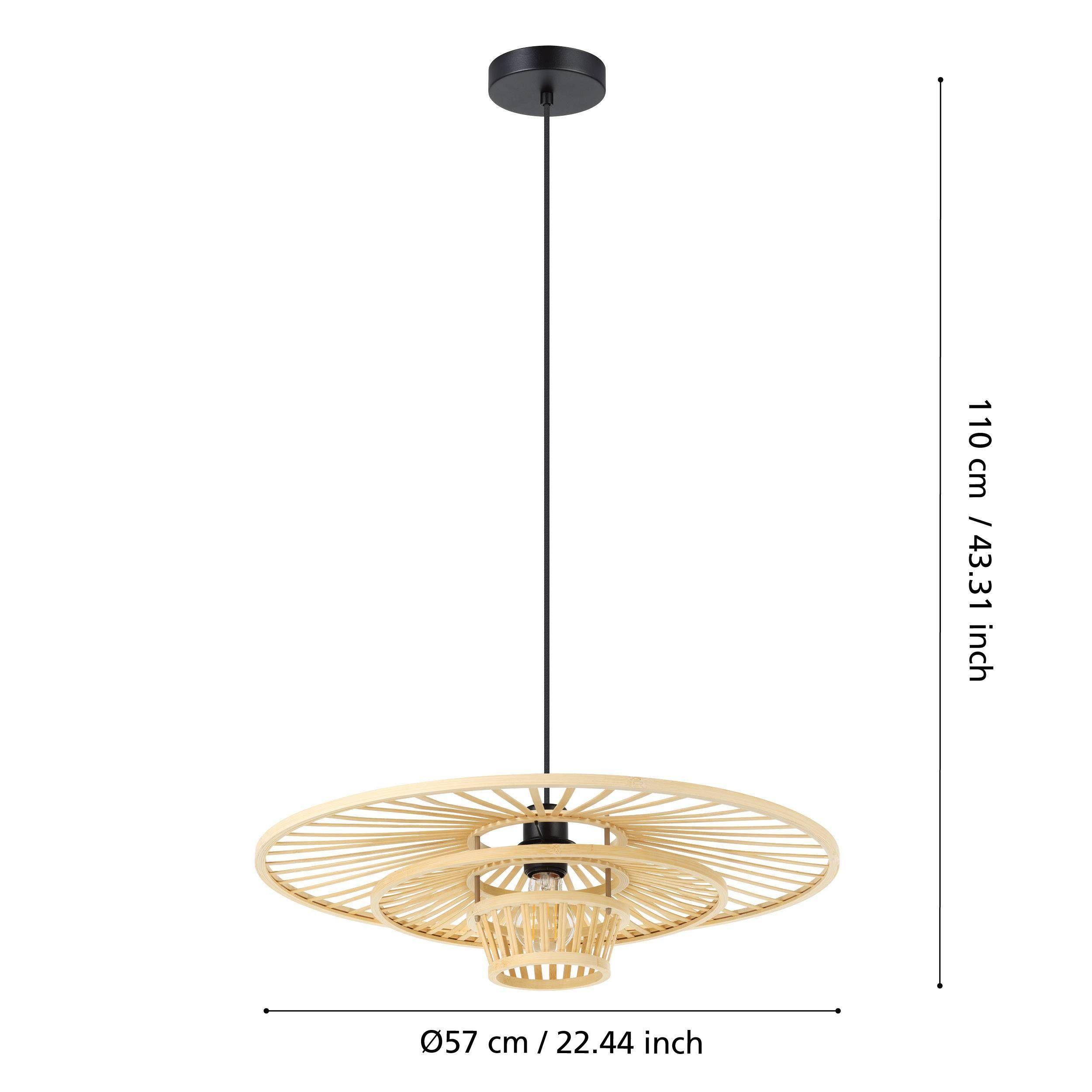 Lampara Colgante Lydney Acero Negro Naturañ E27 1X40W IP20 cod44012-3