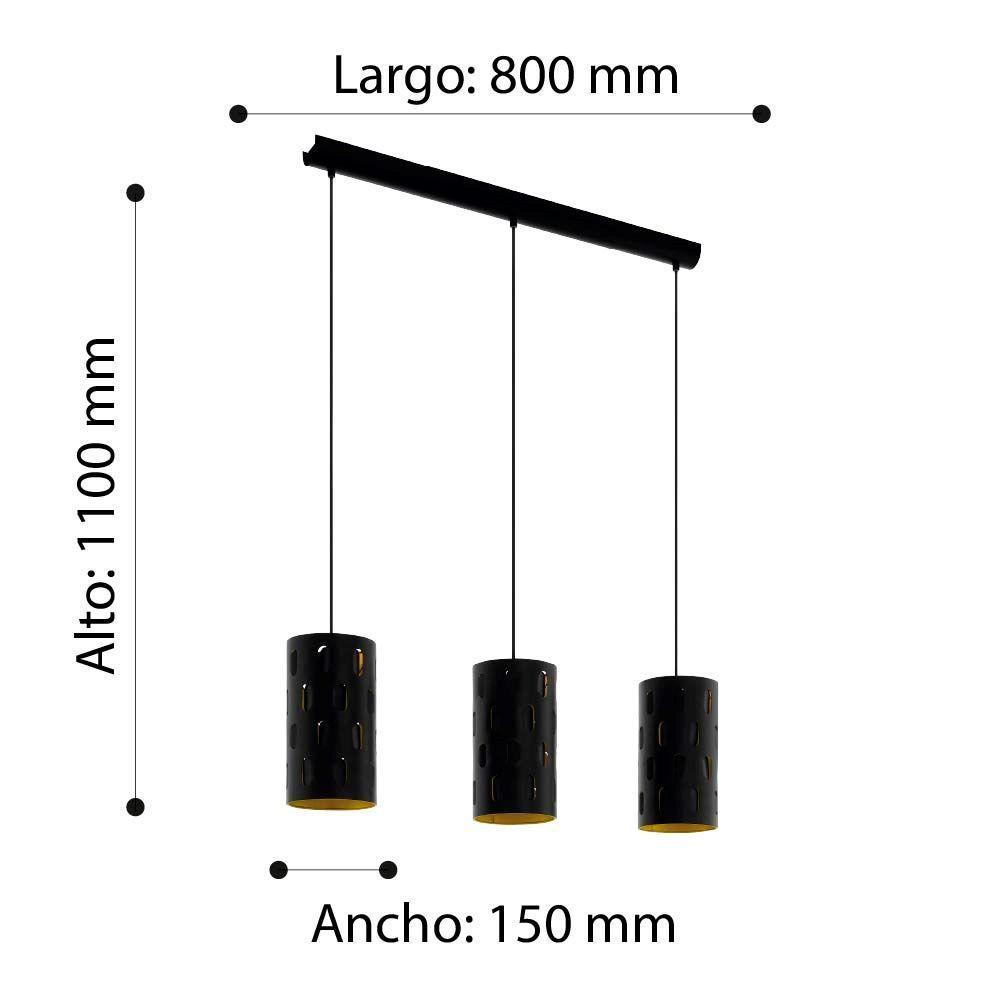 LAMPARA COLGANTE RONSECC ACERO NEGRO E27 3X60W COD.79444-2