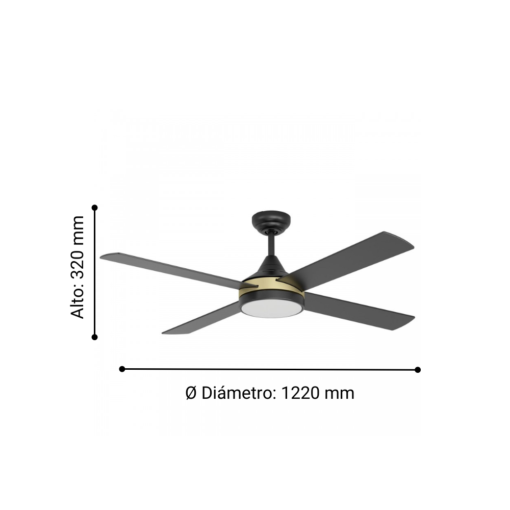  Ventilador Trinidad Acero Negro 1x20W Cod. 35118-3