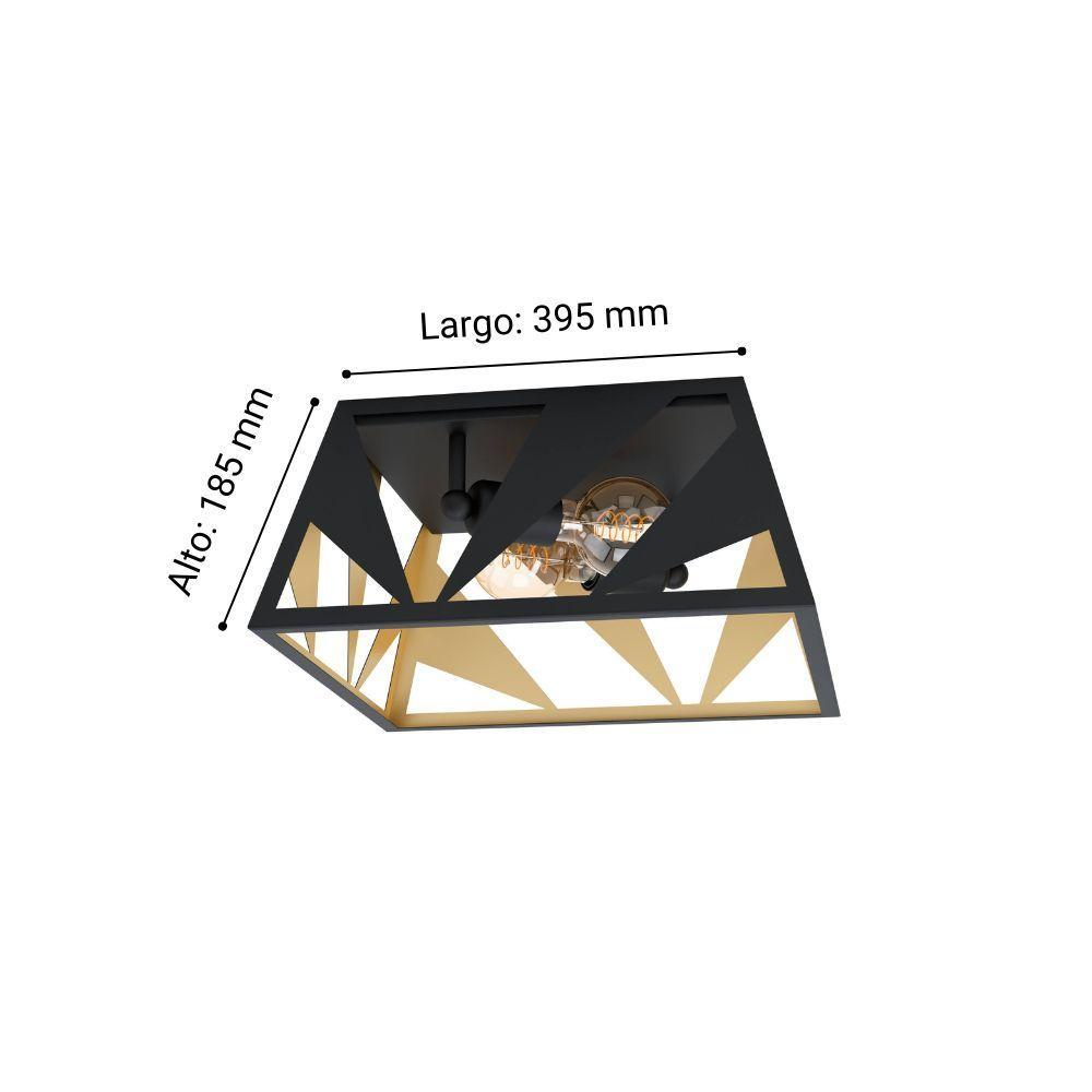 LAMPARA DE TECHO TABLONCITO ACERO NEGRO E27 2X40W IP20 COD.39903-2