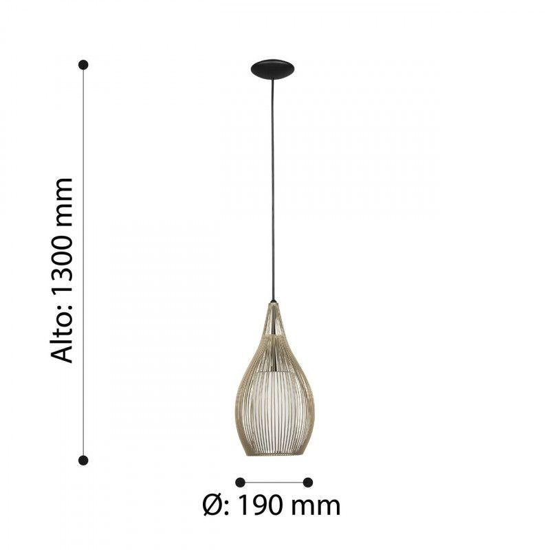 LAMPARA COLGANTE RAZONI  ACERO NEGRO E27 1X60W IP20 COD.206312-2
