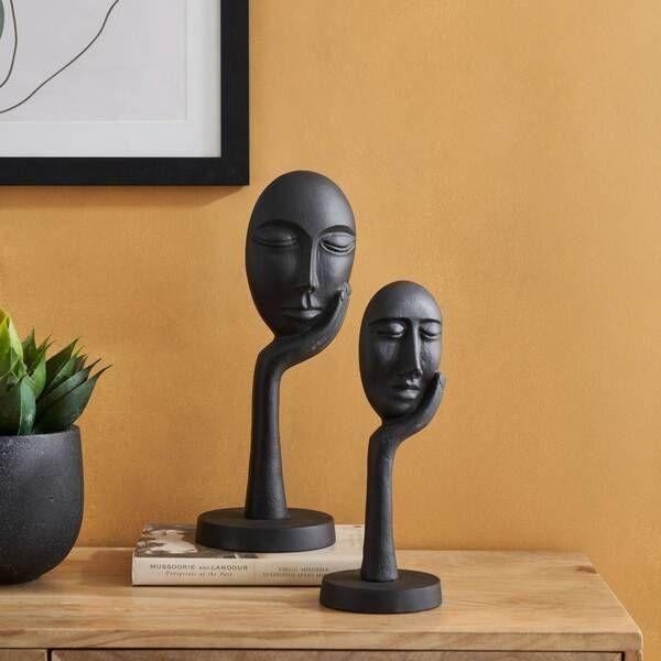 Adorno decorativo MANAMBATO Aluminio rostro reflexivo Negro 30x11 cm-1
