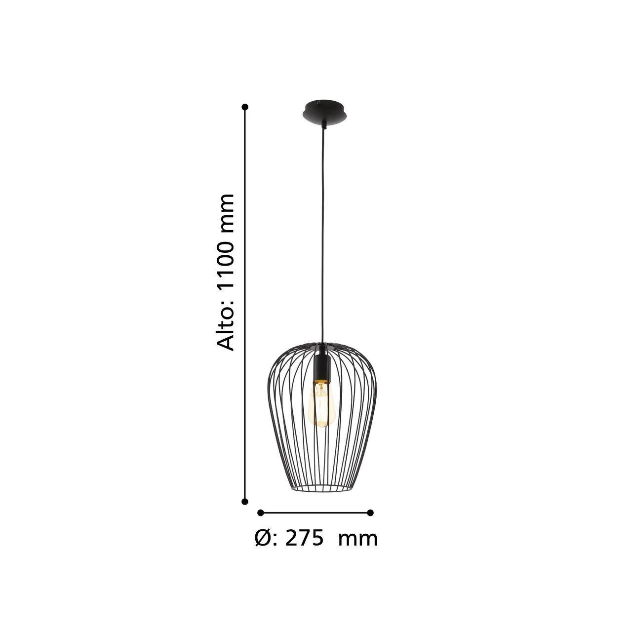 Lámpara Colgante Newtown Acero Negro IP20 E27 1X60W cod.49472-2