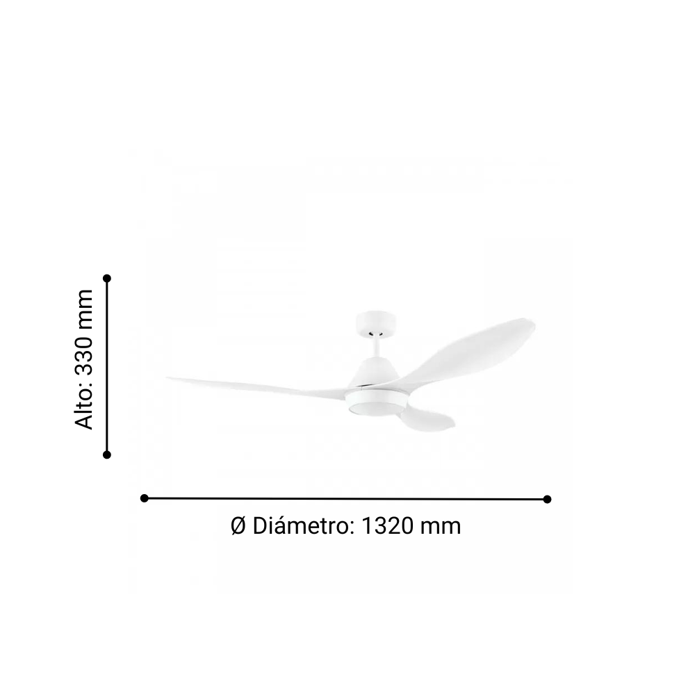 Ventilador Antibes Acero Blanco Abs 1320x330 18w Ccntrl Cod35015-3
