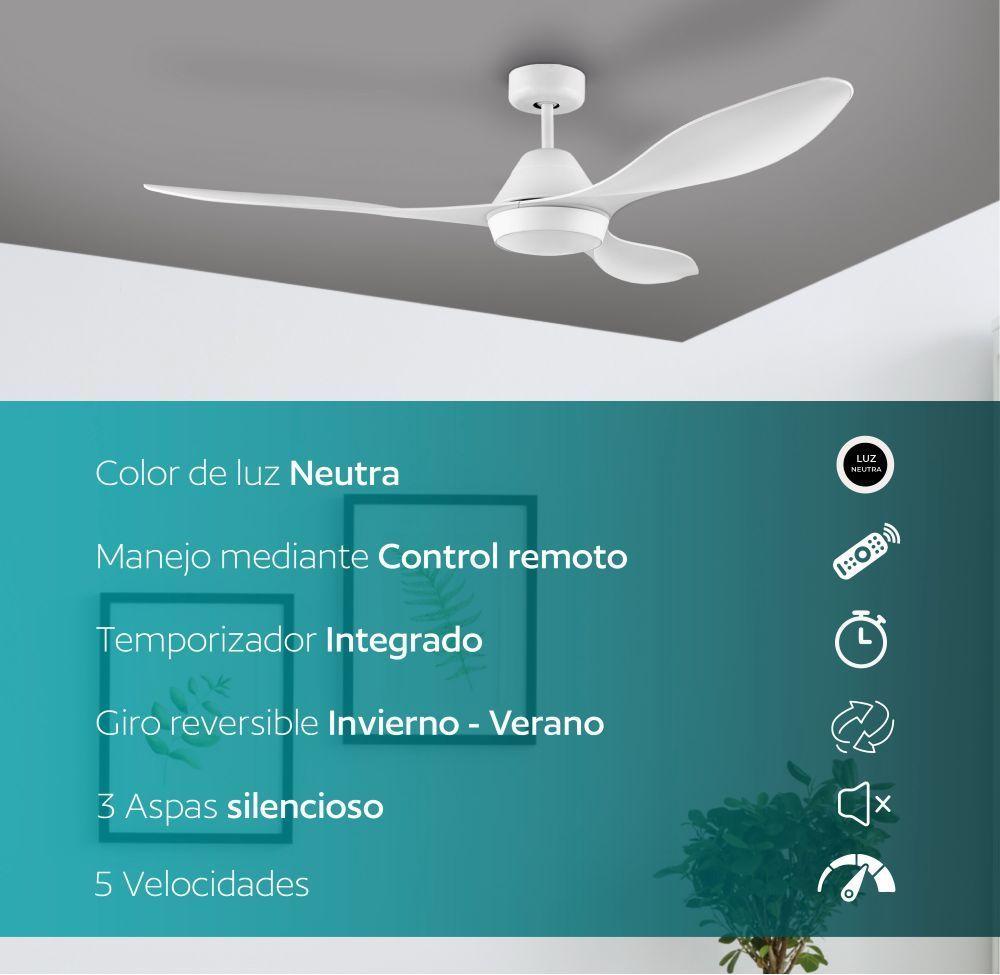 Ventilador Antibes Acero Blanco Abs 1320x330 18w Ccntrl Cod35015-0