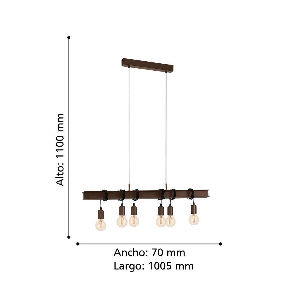 Lámpara Colgante E27 Townshend 4 Marrón Antiguo 49859-2