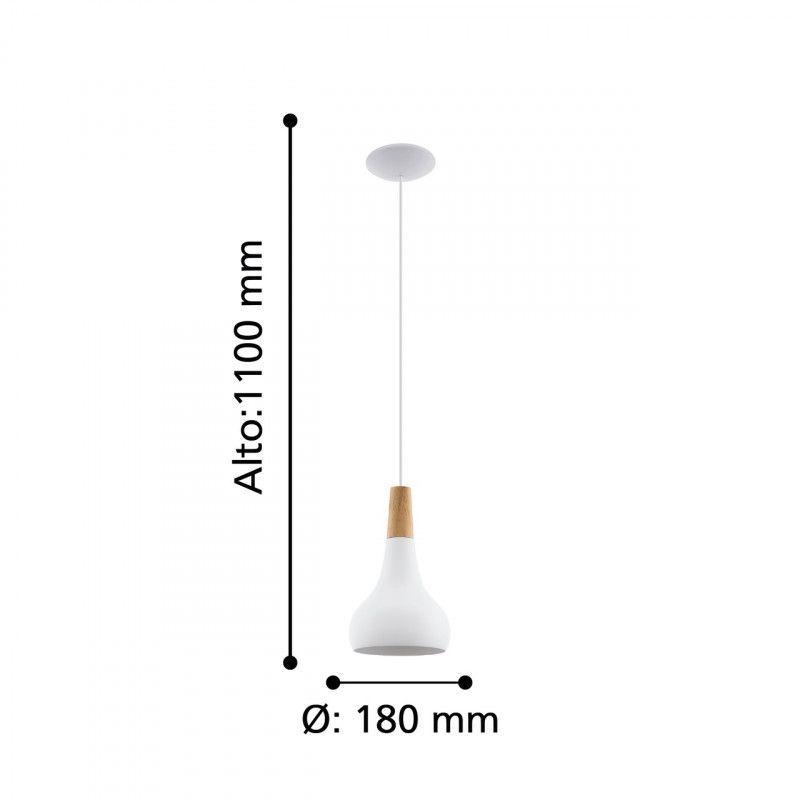 Lámpara Colgante Sabinar Blanco 1X60W E27 Cod.96981-2