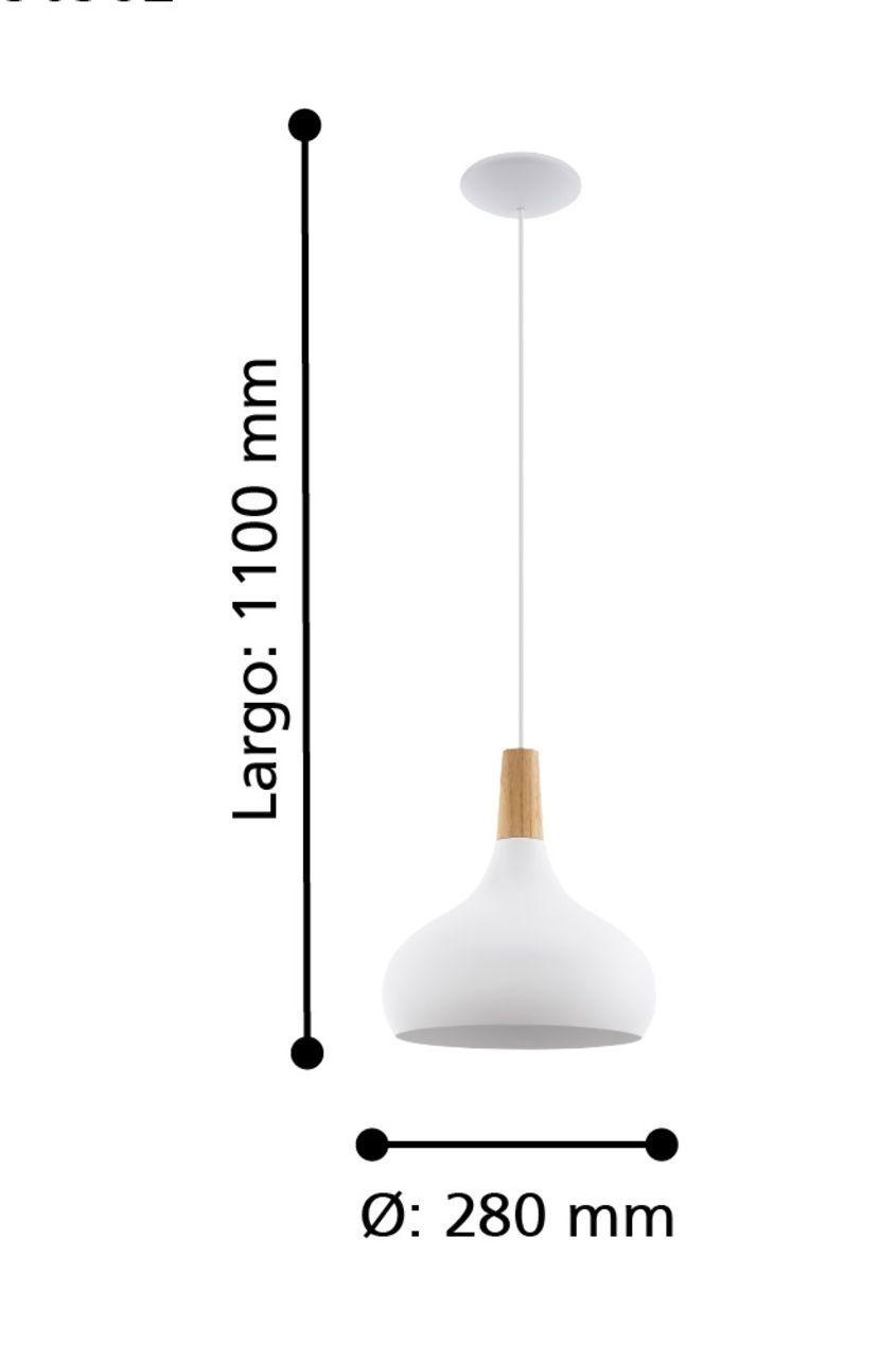 Lámpara Colgante Sabinar Acero Blanco H1100 DM280 1x60W E27 Cod96982-2