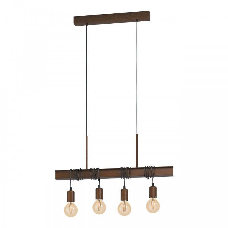 TOWNSHEND 4 LAMP COLG ACERO CAFE L700 H1100 E27 4X60W-0