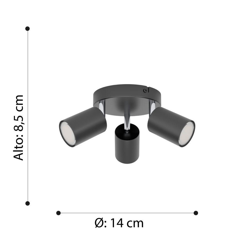 Foco Sobrepuesto Reciso Acero Negro DM140 GU10 x3 IP20 Cod74008-3
