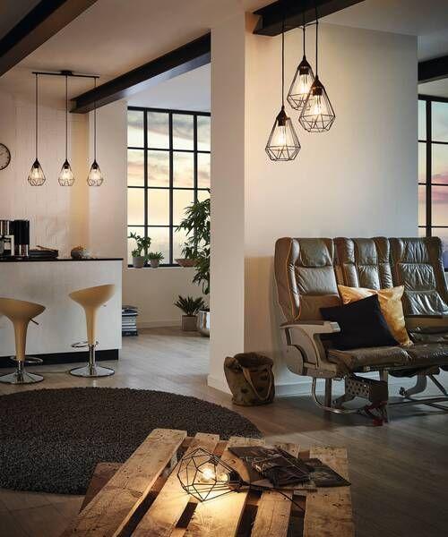 Lámpara Colgante Tarbes Acero Negro E27 3X60W-2