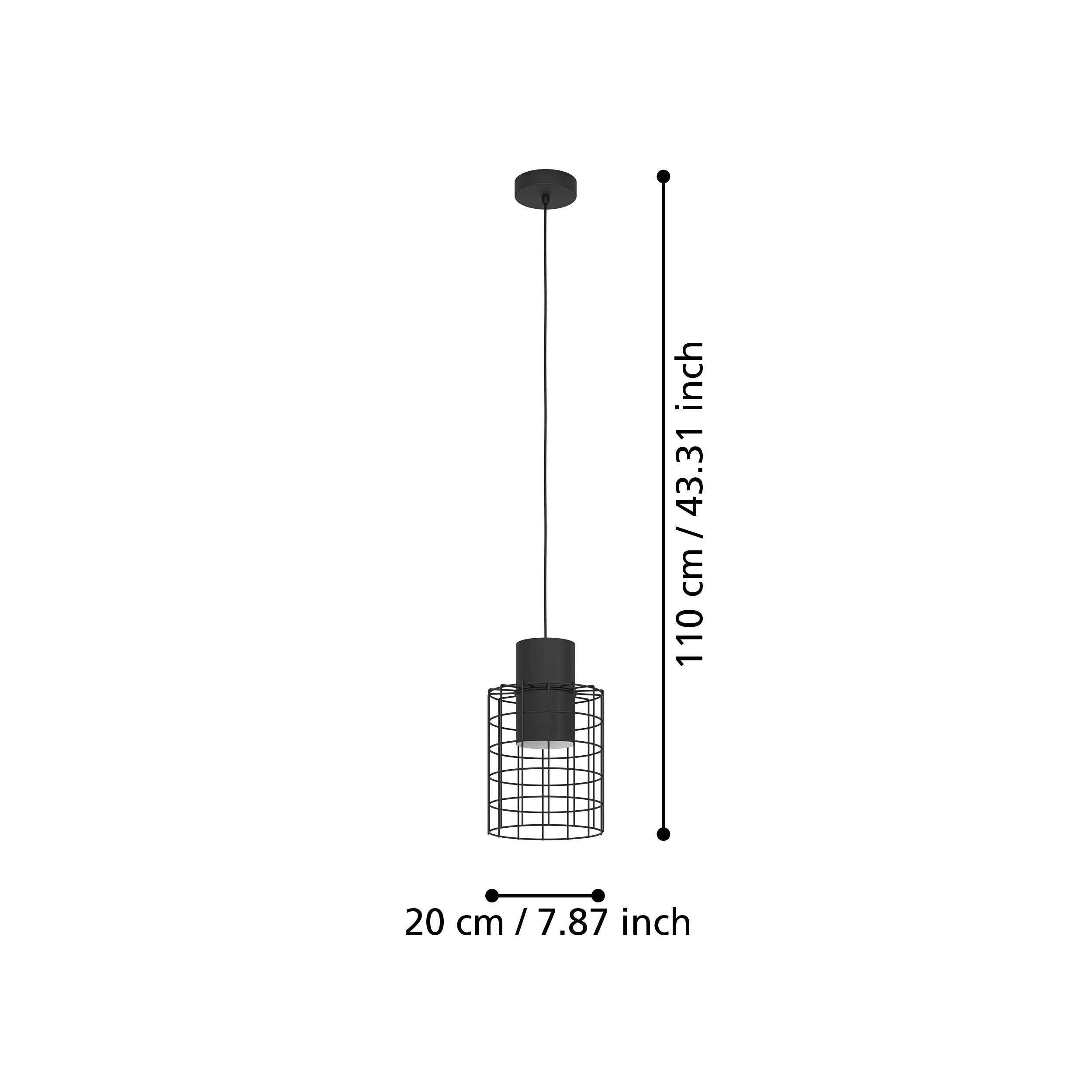 LAMPARA DE COLGAR MILLIGAN ACERO NEGRO E27 1X40W IP20 COD.43625-3