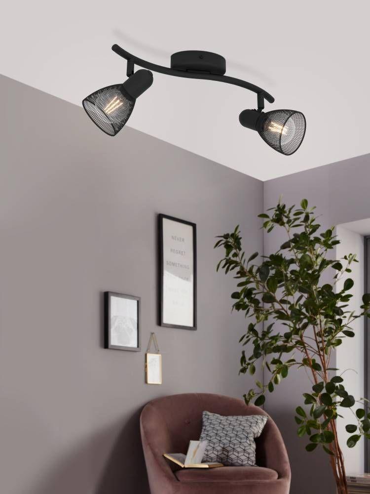 Foco Sobrepuesto Carovigno Acero Negro L365 E14 2x40W Cod98622-2