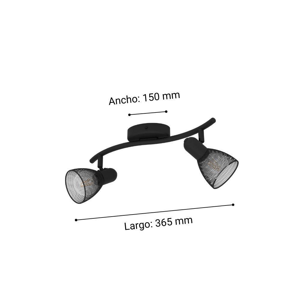 Foco Sobrepuesto Carovigno Acero Negro L365 E14 2x40W Cod98622-3