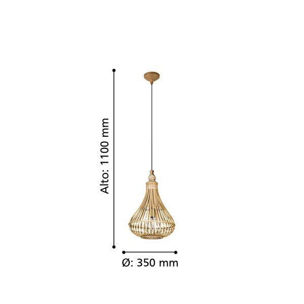 Lámpara Colgante Amsfield Madera Rattan Cafe DM350 1X60W E27 Cód49772-2