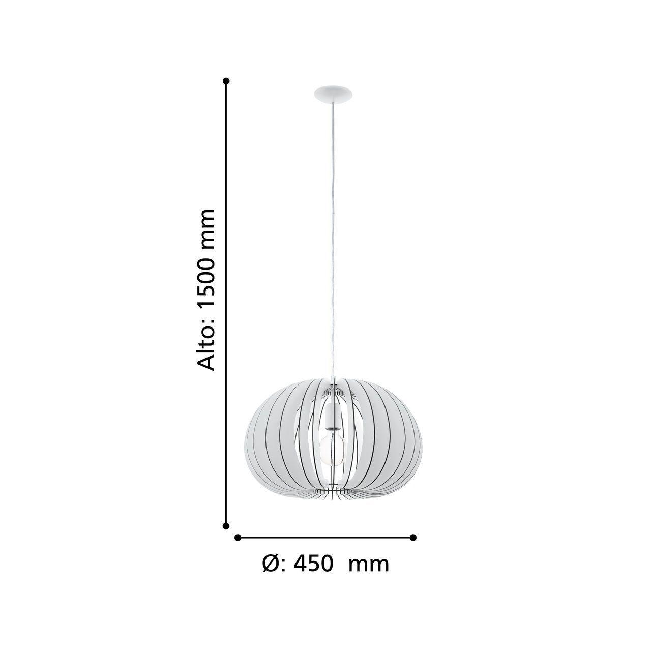 Lámpara Colgante Cossano Acero Blanco E27 IP20, 1X60W COD.94442-2