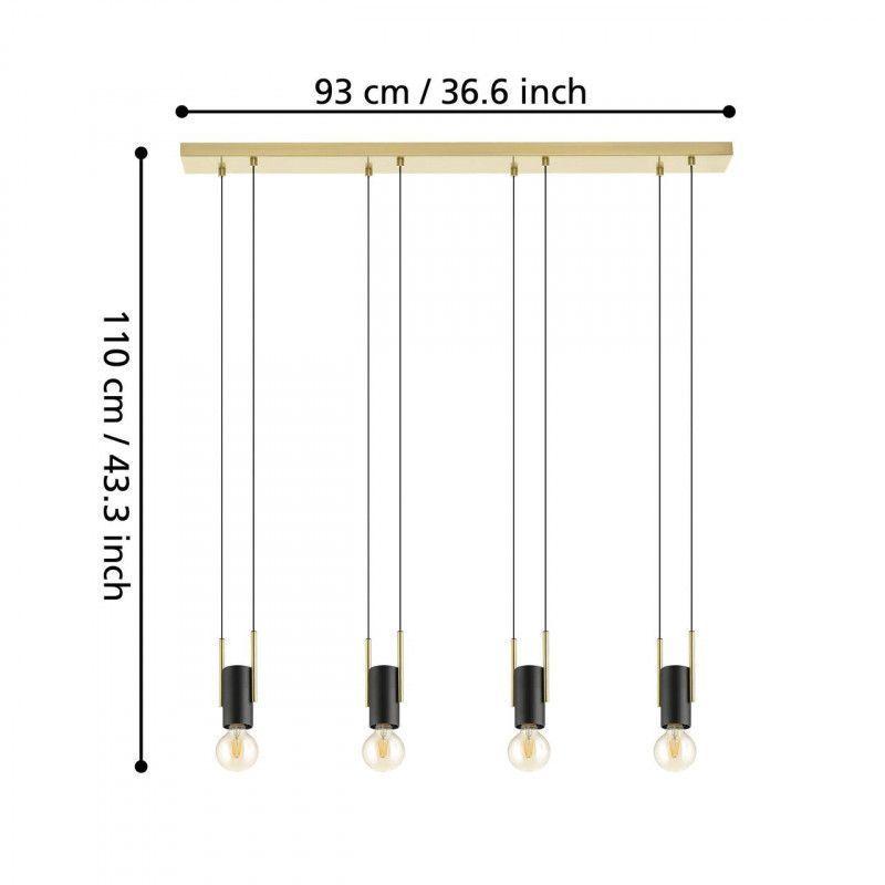 Lámpara Colgante Bitachito Acero Negro E27 4X40W Cod98858-2