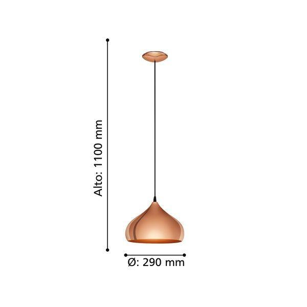 Lámpara Colgante Hapton Vintage acero 1X60W E27 Cód49449-3