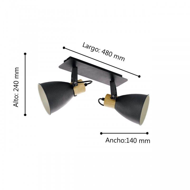 COSWARTH FOCO SP NEGRO MADERA NAT L480 2X25W E27-2