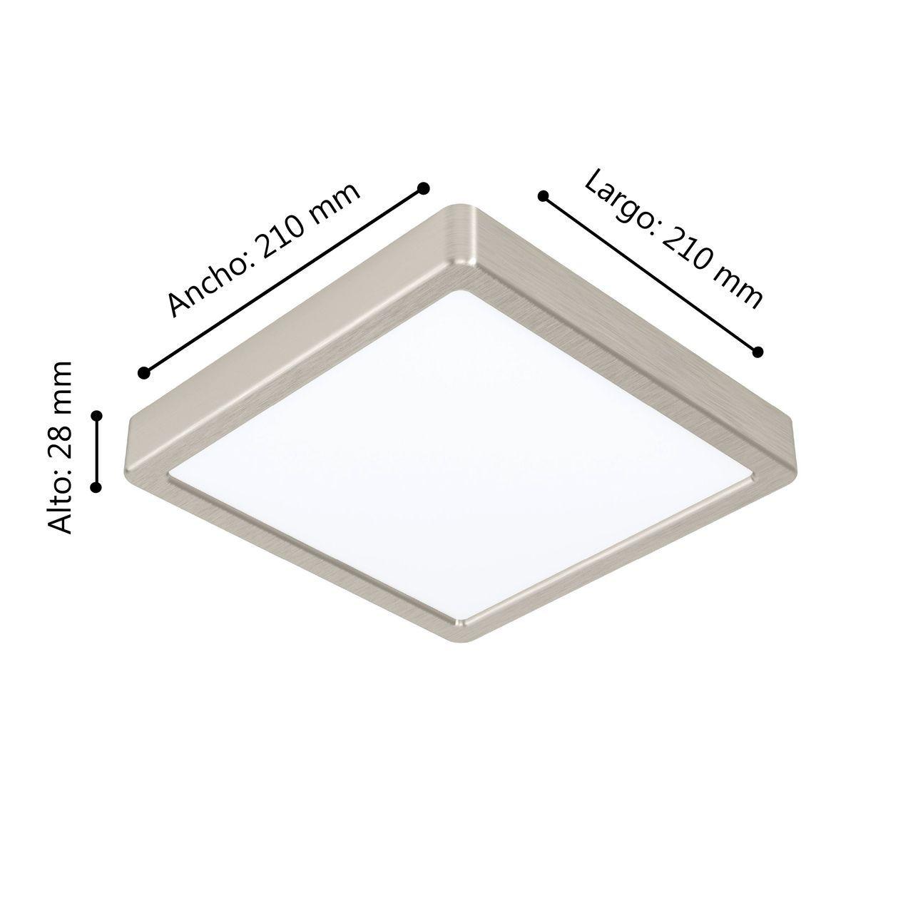 Foco Sobrepuesto Fueva Acero Níquel 210x210 17W LEDincluye Cod900115-2