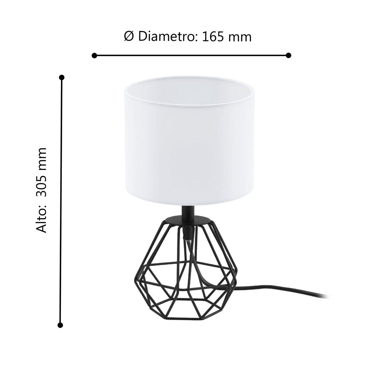 LAMPARA DE SOBREMESA CARLTON 2 NEGRO E14 1X60W cod 95789-2