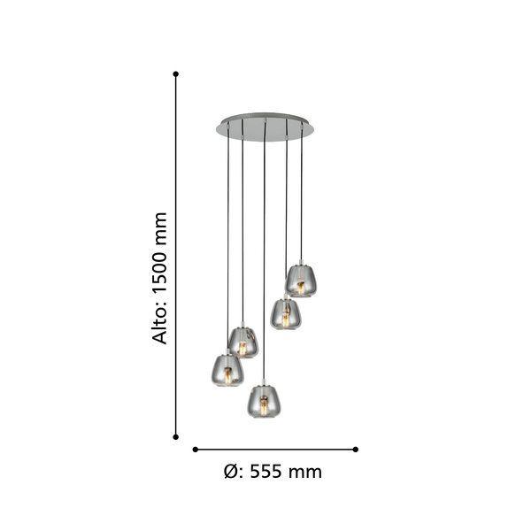 ALBARINO LAMP COLG ACERO CROMO H1500 DM555 E27 5X40W-2