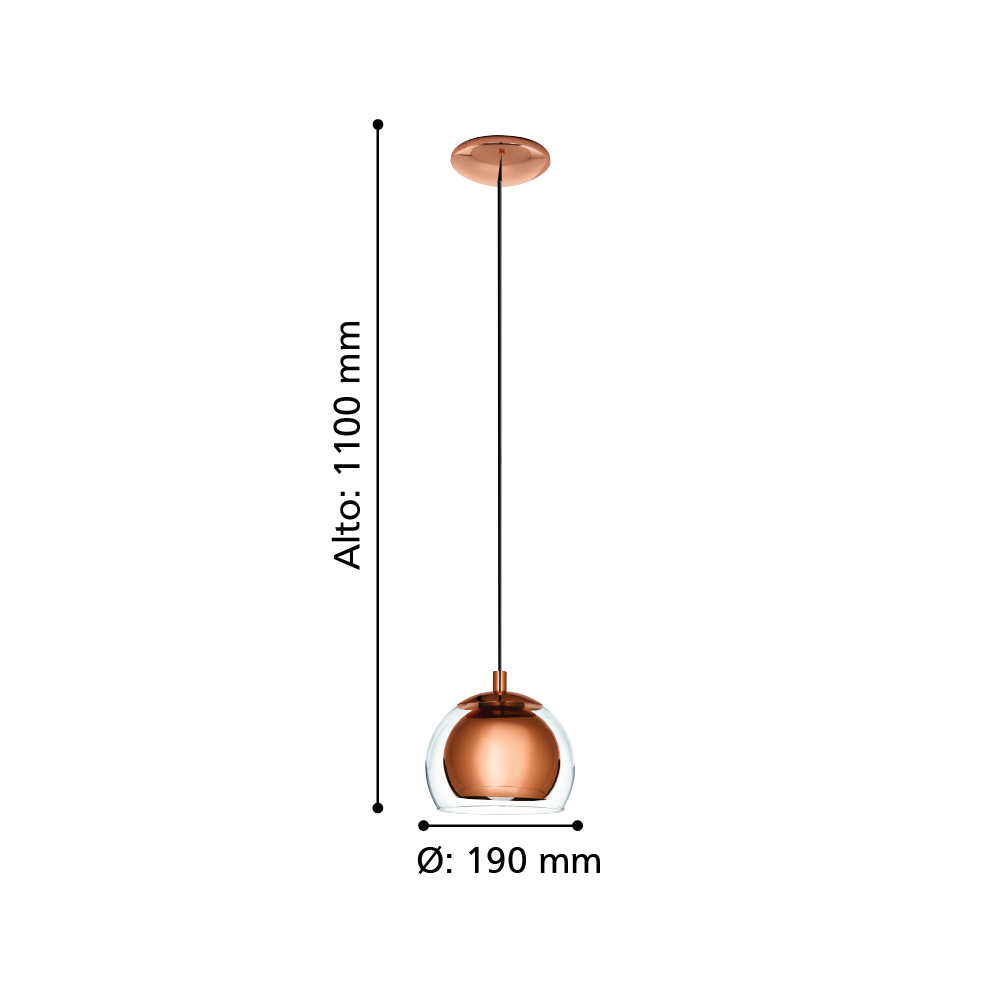 Lámpara Colgante Rocamar Cobre E27 1X40W-2