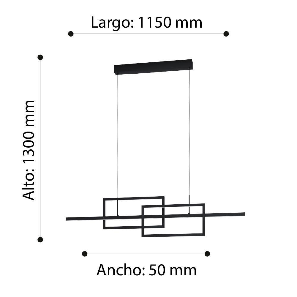 Lámpara Colgante Puebla Negro LED 28W COD.39797-2
