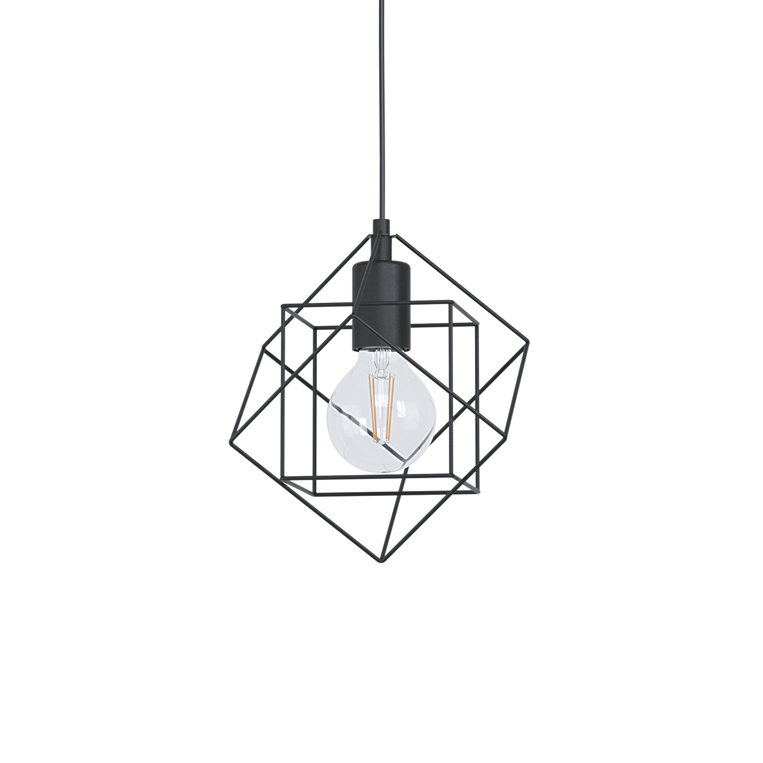 Lámpara Colgante Straiton Acero Fiebro Negro 1X60W E27 Cod43358-2