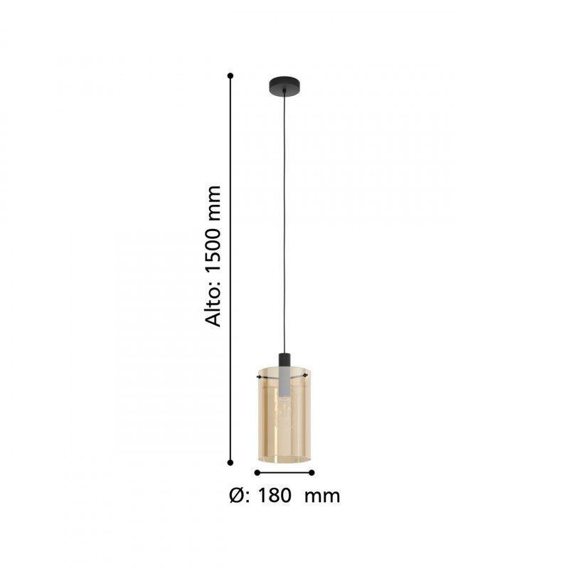 Lámpara Colgante Polverara E27 1X40W Negro Cod.39537-2