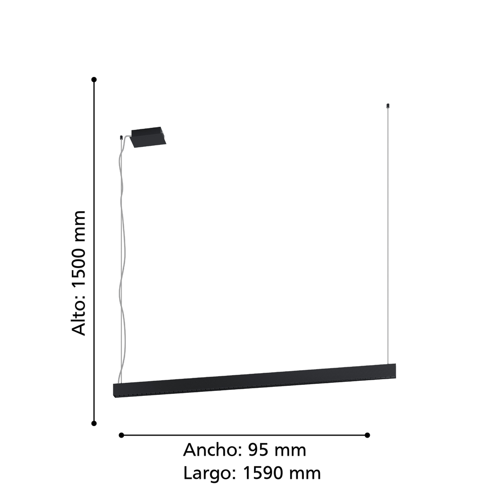 LAMPARA DE COLGAR TERMINI ACERO NEGRO LED 31W COD39485-3
