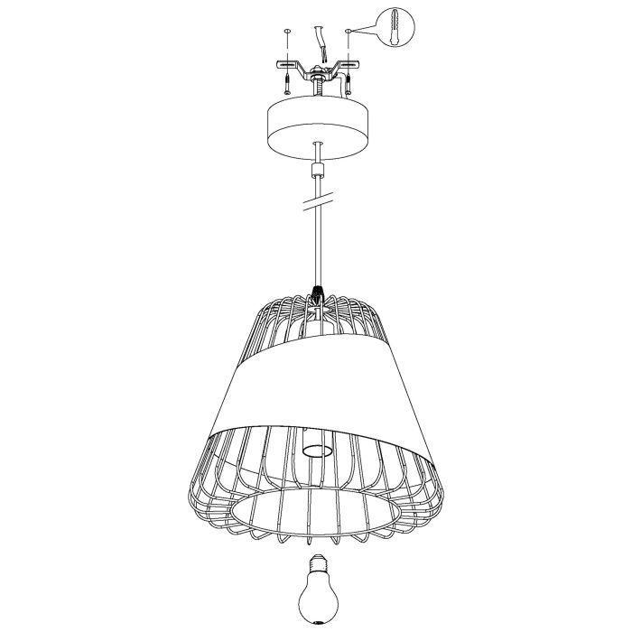 LAMPARA DE COLGAR AUSTELL NEGRO E27 1X60W E27 COD.49447-2