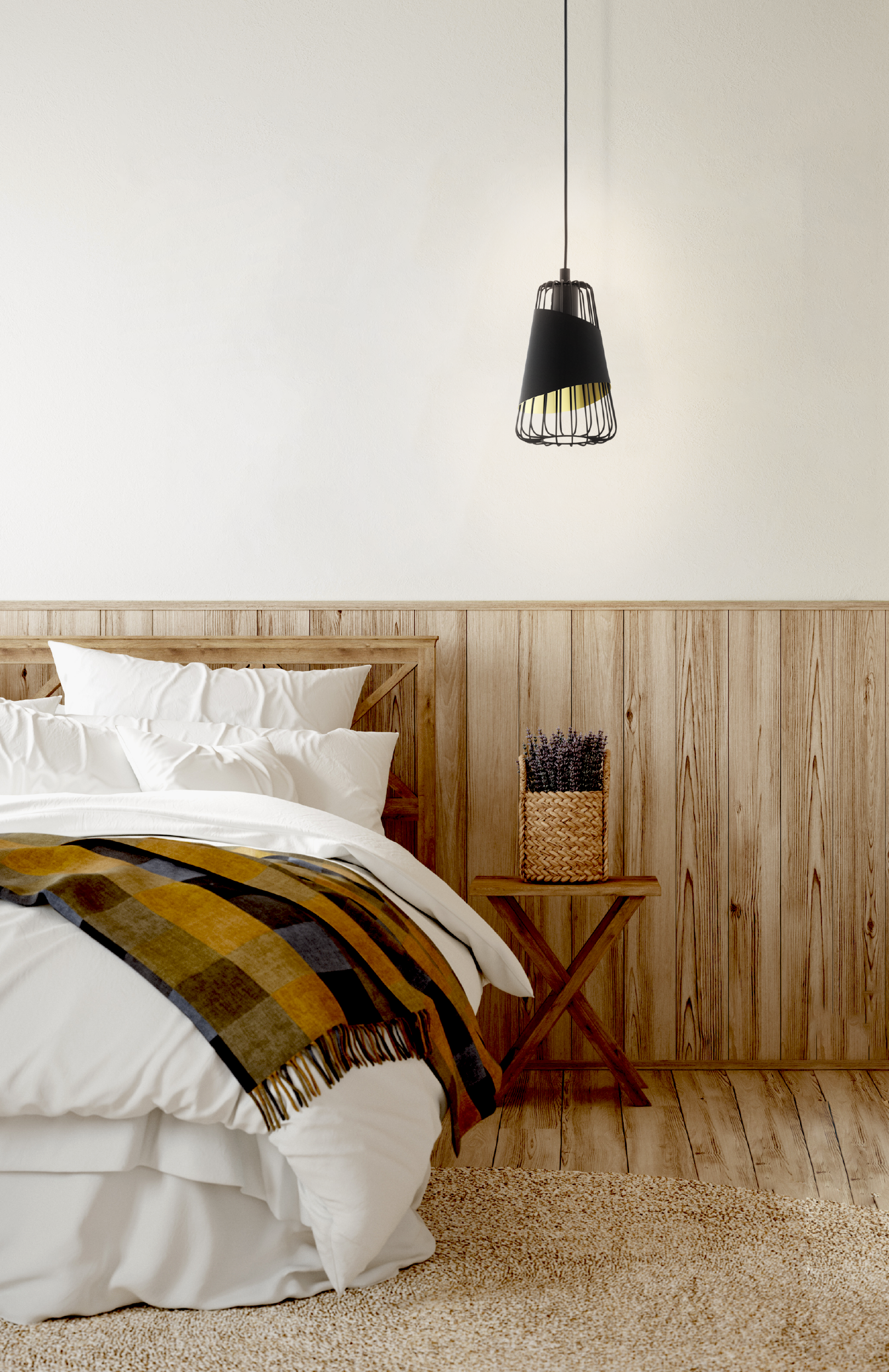 LAMPARA DE COLGAR AUSTELL NEGRO E27 1X60W E27 COD.49447-4