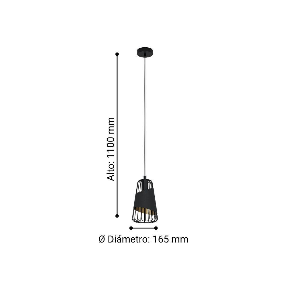 LAMPARA DE COLGAR AUSTELL NEGRO E27 1X60W E27 COD.49447-5