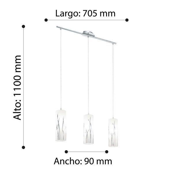 Lámpara Colgante Rivato Eglo Acero Blanco 3x60w Cód92741-2