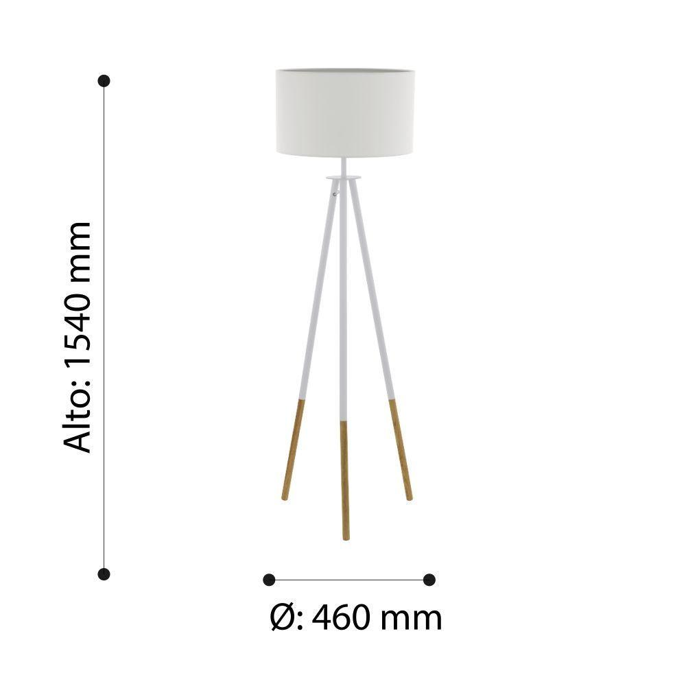 Lámpara de Pie Bidford Acero Madera Blanco E27 1X60w cod49156-2