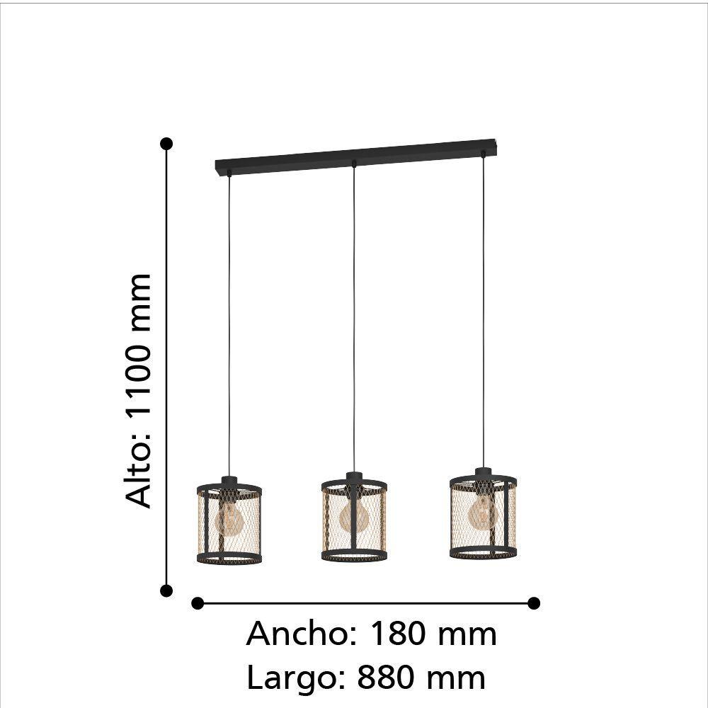 LAMPARA DE COLGAR DELLOW NEGRO E27 3X40W  IP20 COD.43605-2