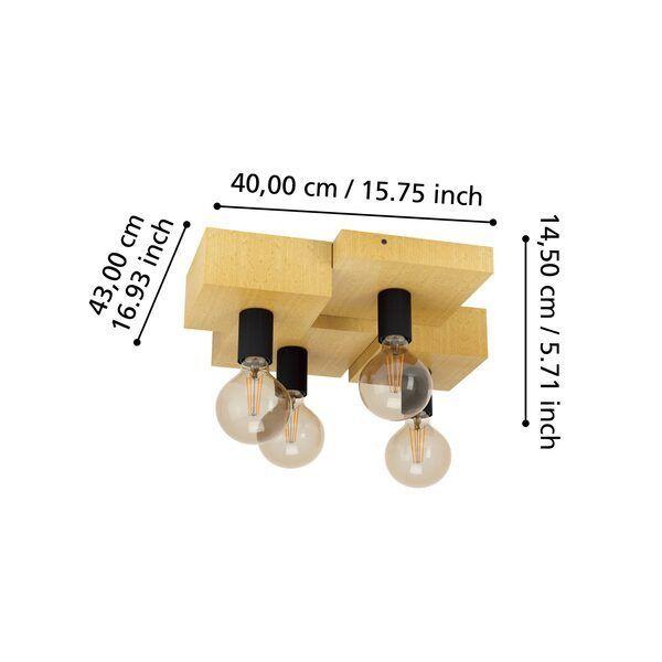  Lámpara de Techo Halkin Acero E27 4X40W Cod.43798-5