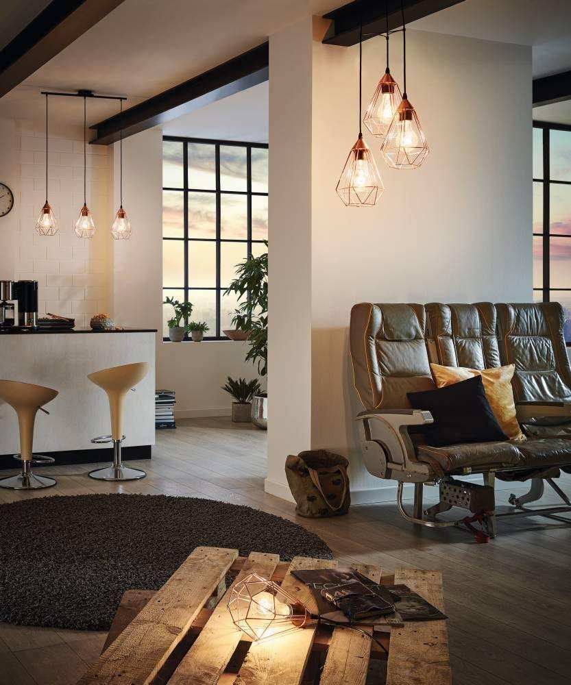 Lámpara Sobremesa Tarbes Acero Cobre E27 1X60W E27 cod.94197-1