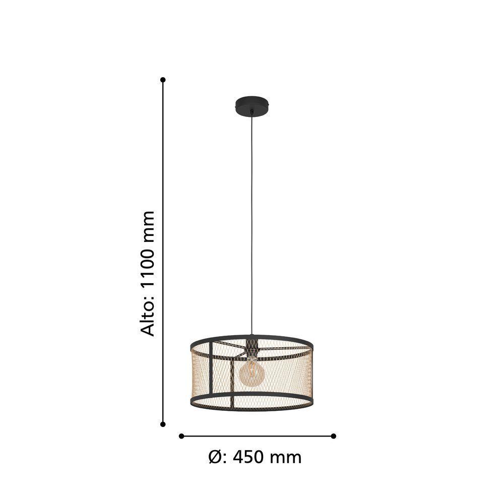 Lámpara Colgante Dellow acero Negro 1X40W, IP20, E27 cod.43604-3
