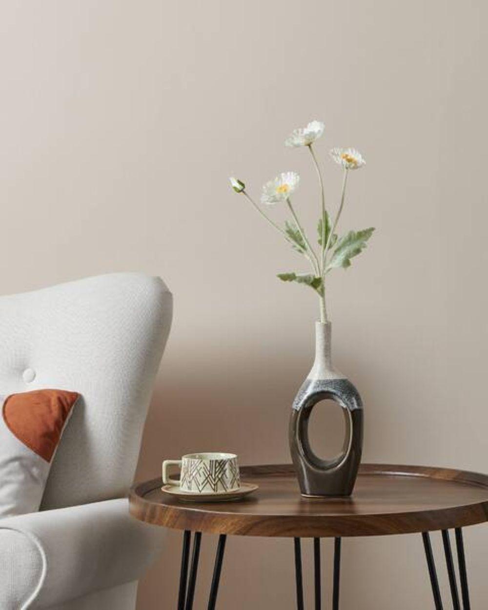 Adorno Jarrón Florero de cerámica IWATE Beige 27×12×6cm-1