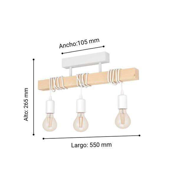 Lámpara Colgante Townshend Acero Madera L26 cm E27 3X60W-2