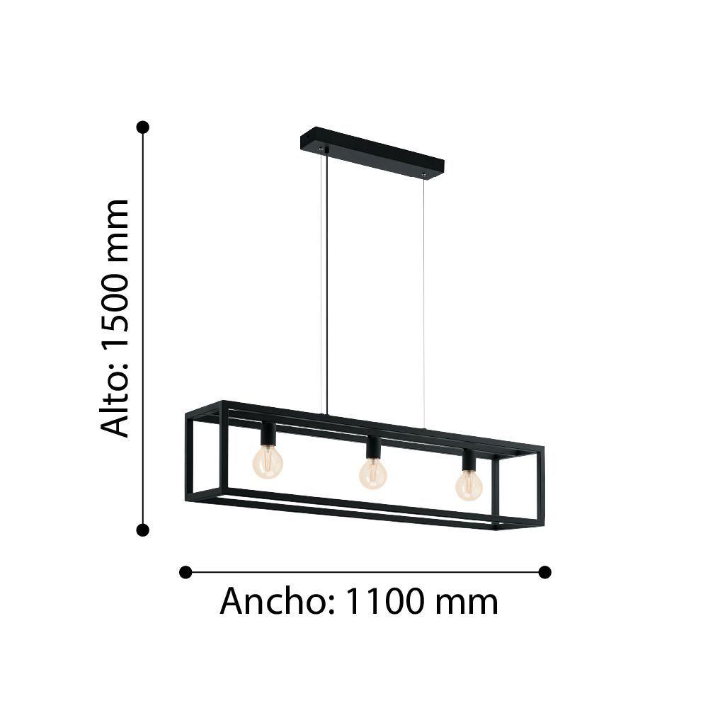 LAMPARA COLGANTE COLGAR ELSWICK ACERO NEGRO E27 3X60W IP20 COD.49564-3