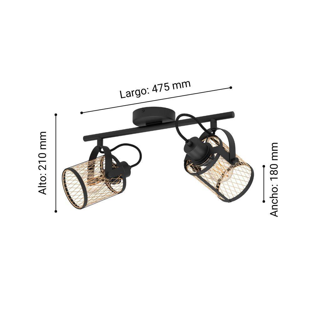 FOCO DELLOW NEGROACERO E27 2X40W IP20 COD.43532-2