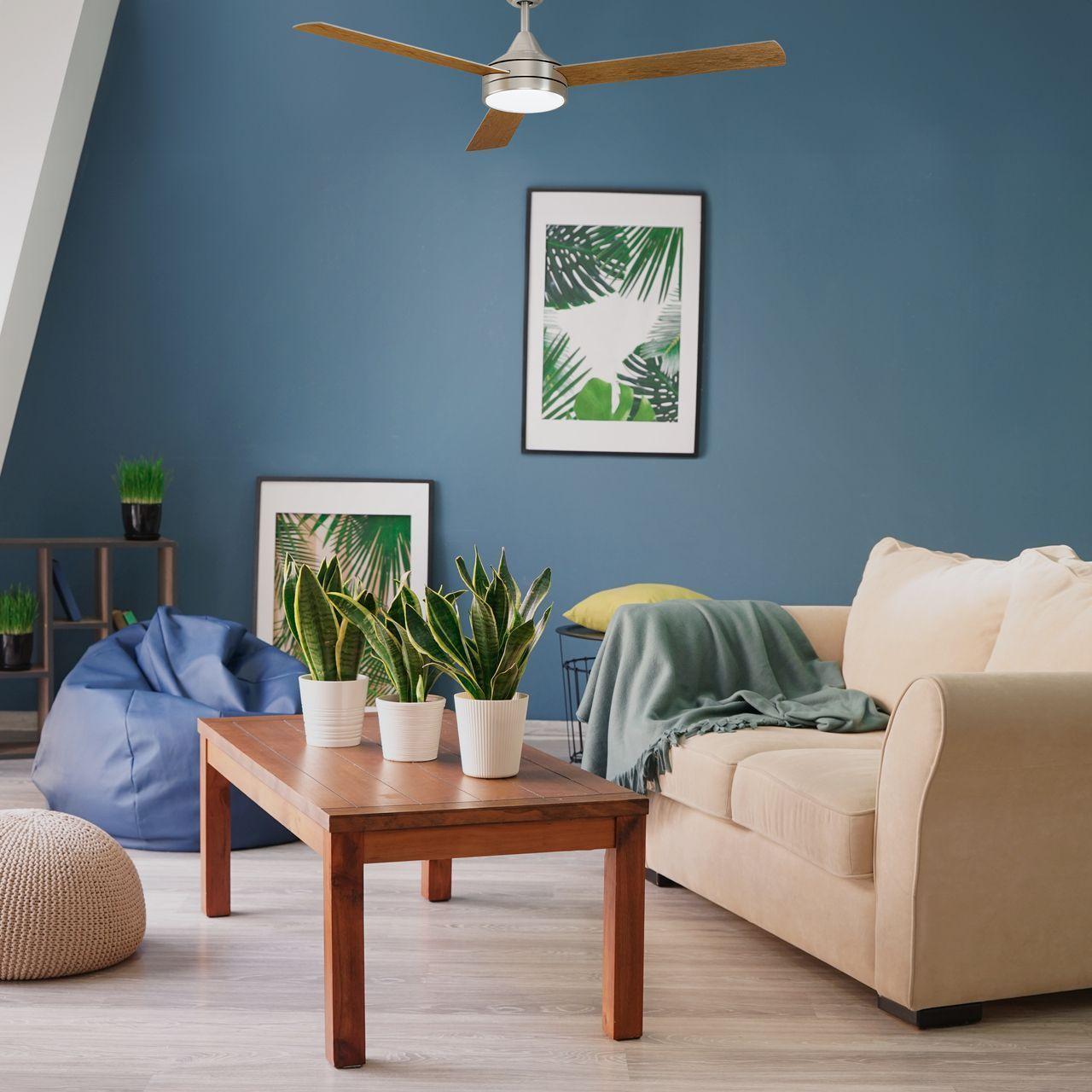 Ventilador de techo luz led regulable control remoto invierno verano aspas reversibles-3