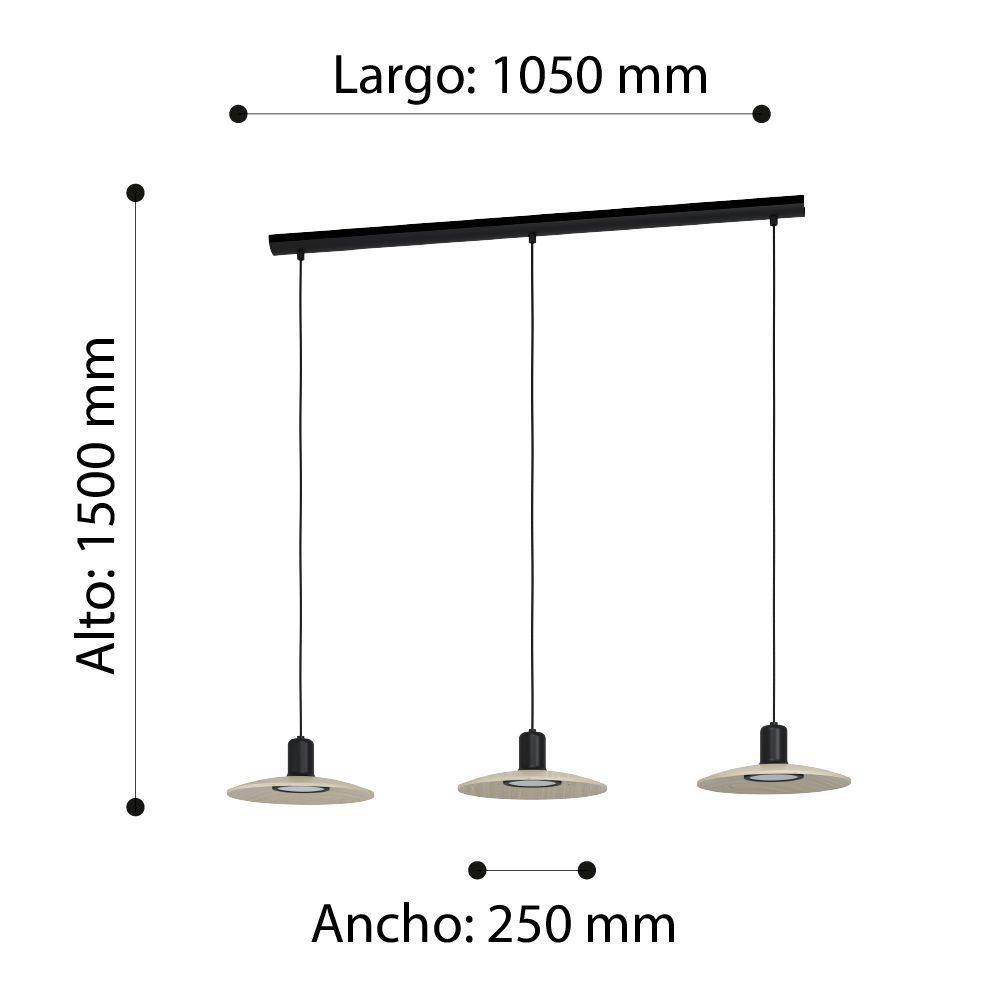 Lámpara Colgante Mayazes Acero Negro GU10 3X4,6W  IP20 cod.39912-2