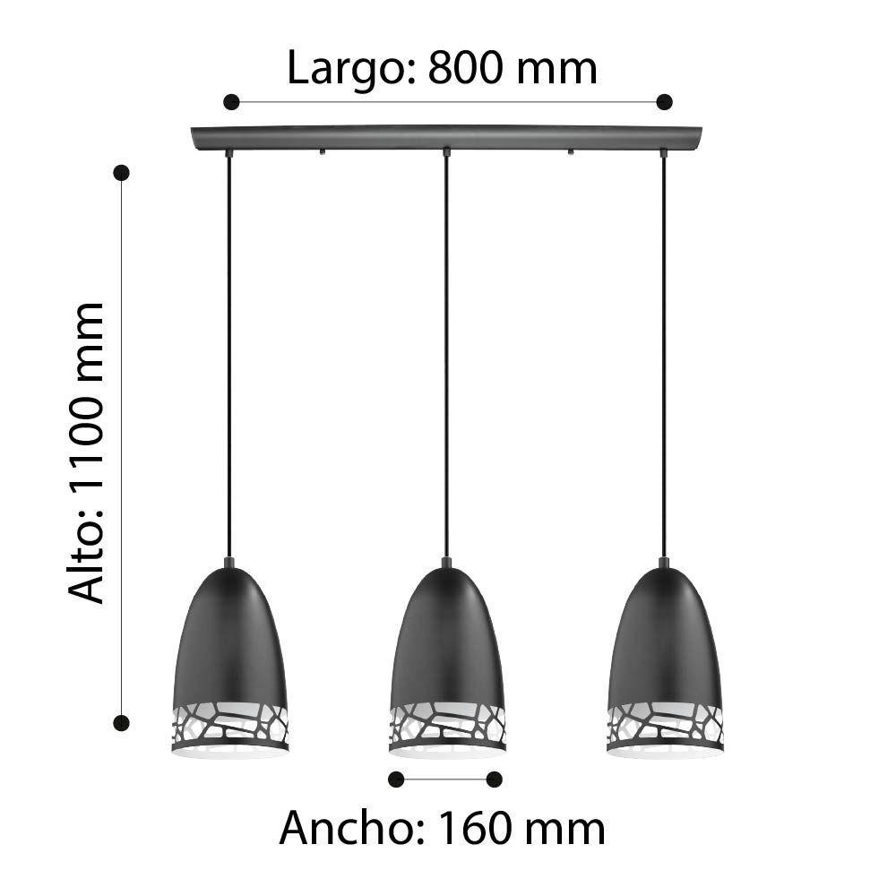 LAMPARA COLGANTE ACERO SAVIGNANO BLANCO NEGRO E27 3X60W COD 97444-2